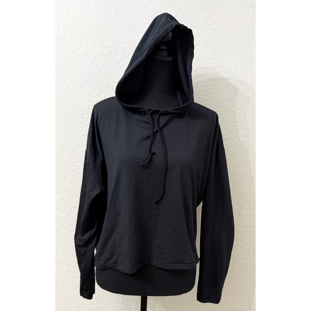 Girlfriend Collective Women's Retro Jersey Black Cropped Hoodie - M